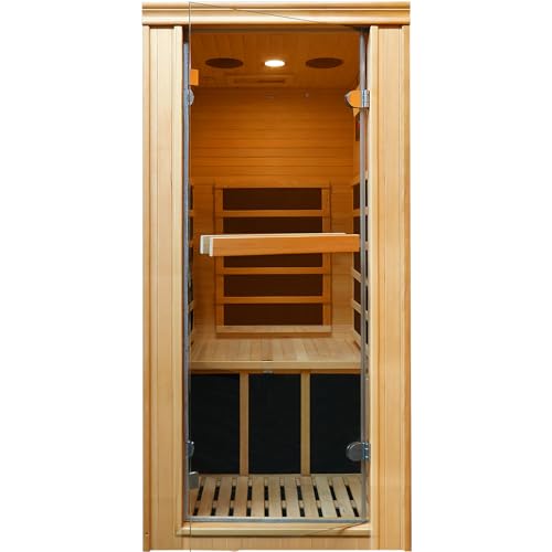 Daleyzay Indoor Infrared Sauna 1-Person Hemlock Wood Natural
