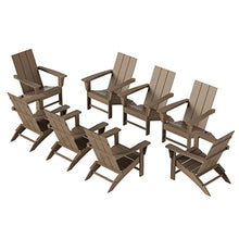 WO WESTIN OUTDOOR 8-Piece Folding Poly Lumber Adirondack Chairs Weathered Wood