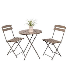 Balcony Table and Chair Set Outdoor Table And Chairs Set Balcony Cafe Leisure Table Set Household Iron Folding Garden Table And Chair Patio Furniture Bistro Table Set ( Color : Wood-1 Table-3 Chair )