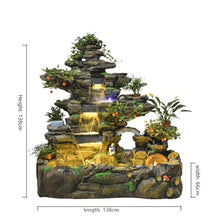 Large Multi-Tier Rockery Waterfall Fountain with LED Lights, Natural Zen Garden Decoration, Indoor & Outdoor Water Feature with Pond for Home, Office, Patio, or Yard(#A)
