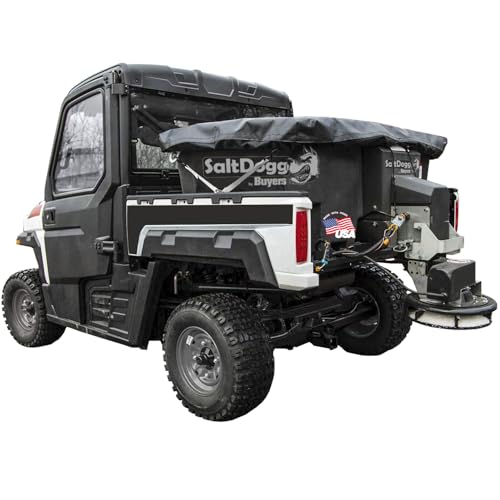 SaltDogg SHPE0400 0.40 Cu Yd Electric Poly Hopper Spreader with Auger for UTVs, 1/2 Ton and 6-1/2 ft Bed Trucks, Patented Double Wall Hopper, 14 in Spinner, in Cab Variable Speed Control, Made in USA