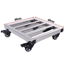 SDVantage Square Plant Pot Caddy Heavy Duty Plant Pot Metal Planter Flower Pot Caddy with Rolling Wheels,Heavy Duty Iron Plant Caddy with 360° Lockable Caster Wheels,Silver-40Cm