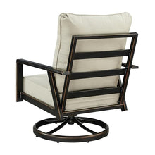 Oakland Living Pair of Black Aluminum Patio Deep Seating Swivel Rocker Club Chairs with Light Grey Cushions