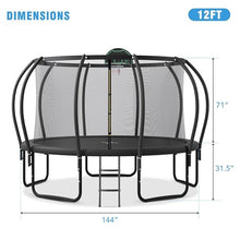 Merax 12FT Outdoor Trampoline with Basketball Hoop & Enclosure Net