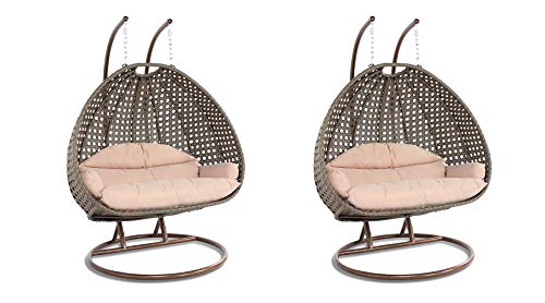 Luxury and Comfort, Indoor and Outdoor Swing Chairs, A Set of 2 Swing Chairs (2 Latte Color Chairs)