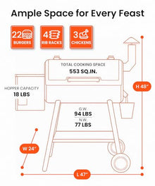Z GRILLS ZPG-550B2 Wood Pellet Grill & Smoker with PID 3.0 Controller, 553 sq in Cooking Area, Meat Probe, Hopper Cleanout, 8 in 1 BBQ Grill Outdoor Auto Temperature Control, Black