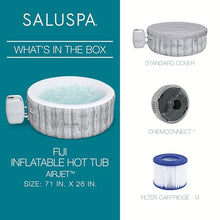 Bestway 2-4 Person SaluSpa Fiji Signature AirJet Inflatable Hot Tub Spa, 71" x 26" Round Portable Spa with 120 Soothing Jets and Insulated Cover