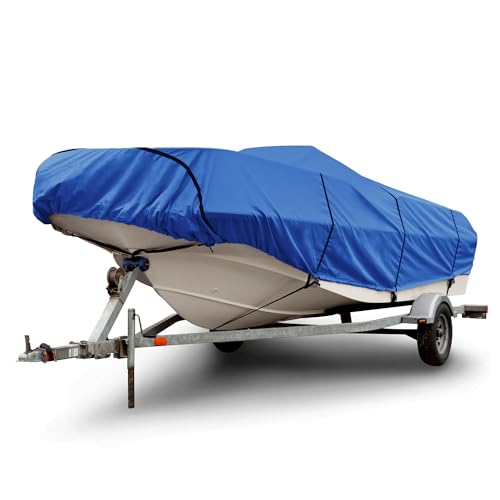 Budge American Flagship Ripstop Boat Cover, Fits Center Console V-Hull Boats 20'-22' Long, Blue