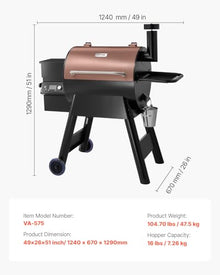 VEVOR Wood Pellet Grill Smoker, 8 in 1 BBQ Grills for Outdoor Cooking, 575 Square Inches Cook Area Electric Grill and Smoker, with LCD Screen Controller, Meat Probe, 500°F Max Temperature, Black