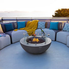 Lunar Bowl Fire Table Outdoor Fire Pit 42" x 42" Cast Concrete Round Firepit Includes Lava Rocks 45,000 BTUs Outdoor Fireplace for Patio Furniture Set, Deck, Porch, Outdoor Heater - Liquid Propane