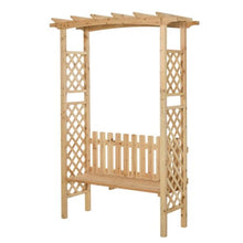 Wooden Garden Arbor with Bench and Fir Wood Frame for Growing Grapes, Vines, Flowers, Outdoor Decorative Seating Bench with Two-Side Trellis for Backyard, Garden
