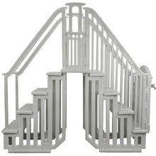 Aqua Select Anti-Slip Pool Steps Entrance System with Gate | Cloud Grey | for Above Ground Swimming Pools | Safety Stairs Capacity Up to 400 lbs