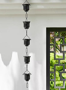 WKNHHL Rain Chain, Temple for Eaves Drainage, Aluminium, Decorative to Replace Gutter Downspouts,260cm (8.5ft)