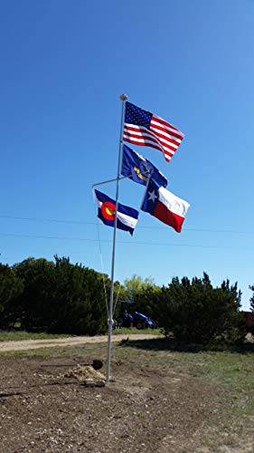 Telepole 16’ Telescoping Aluminum Flag Pole with Hardware & Accessories Silver