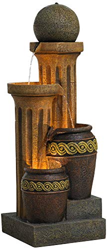 John Timberland Sphere Jugs and Columns 50" Rustic Fountain with Light