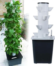 CZHIXG Hydroponic Tower, Garden Hydroponic Cultivation System, Aironic Cultivation Kit for Herbs, Fruits and Vegetables with Moisturizing Pump, Adapter, Network Packages, Timad