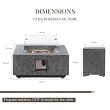 Cosiest Propane Fire Pit with Wind Guard&Tank Cover for Outside, 28 in Square Gas Fire Pits for Outdoor Patio, Certified, 50000 BTU Concrete Rectangle Base with Rain Cover, Free Lava Rocks
