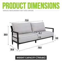WAQINBR Outdoor Aluminum Loveseat Sofa- Fully Weld Bench Seat Sofa with Aluminum Frame and Comfort Cushion, Modern Weather-Resistant Couch for Patio, Garden, Balcony, Ember Black