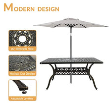 W WARMHOL Outdoor Cast Aluminum Patio Table, 60” Rectangular Bistro Table with 2’’ Umbrella Hole for Patio Furniture Garden Deck Backyard