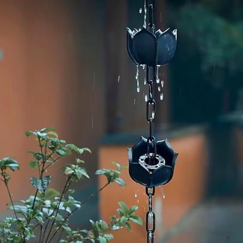YUSIWOAL Rain Chains Rain Catcher Chain for Outdoor Gutters Drainage, Petals Shape Rain Guide Chains(300cm/10ft)