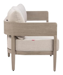 Zuo Foret Sofa Gray, Beige Sofa, Modern Style, Patio Furniture, Outdoor Fabric, Seats up to 2, Aluminum, Outdoor Living, 77.4" W x 28.9" D x 31.5" H, Non-Stackable