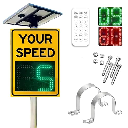 Radar Speed Sign for Neighborhood, Solar Powered Speed Detection Sign, Flashing Led Speed-Limit Indicator for Airport Dock School