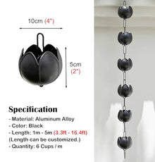 YUSIWOAL Flower Shaped Rain Chains for Gutters - Elegant Hanging Water Feature, Rainwater Catching System(5M (16.4Ft))