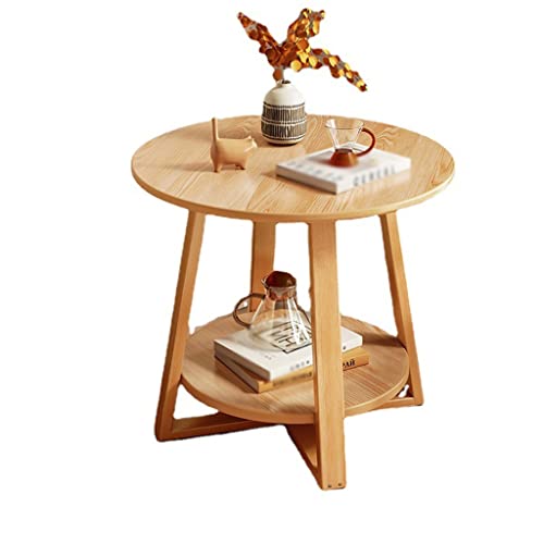 NRFJFOP Small Round Sofa Side Table Wooden Bedroom Mini Bedside Rack Balcony Coffee