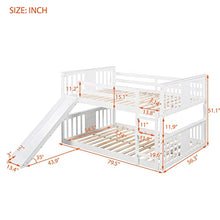 P PURLOVE Full Over Full Bunk Bed with Ladder and Slide White