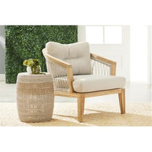 Loom 16 1/2" W Taupe and White Flat Rope Outdoor Accent Table