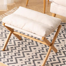 LHHAIUA Ottoman for Bedroom Dorm Folding Footstool with Wooden Frame and Fabric Cushions Under Desk Footrest(Beige)