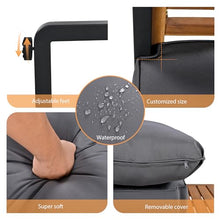 Merax Large Size 4-Pieces Outdoor Wood Sofa, Conversation Set for 5 Person, with Removable Cushions, Waterproof & UV-Resistant, Modern Patio Garden Set, Gray