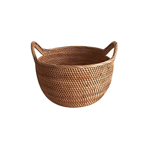 Storage Basket,Picnic Basket Creative Round Wicker with Handle Rattan Fruit and Vegetable Outdoor