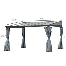 Outsunny 10' x 13' Outdoor Patio Gazebo with Sloping Roof, Aluminum Frame, & Netting Curtain Gray