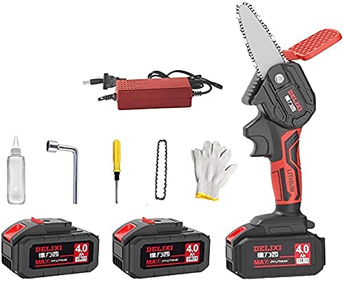 Mini Chainsaw Cordless 4Inch 21V Powerful Electric Chainsaw with Battery | Handheld Lightweight Mini Chainsaw for Garden Bush Branch Pruning Wood Cutting (Size : 10000mAh) ()