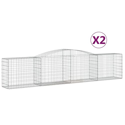 Arched Gabion Baskets 2 pcs 157.5"x19.7"x31.5"/39.4" Galvanized Iron White Black