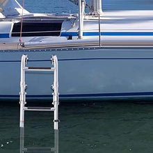 SAeWare Pontoon Marine Ladder 5-Step Foldable Swimming Pool Ladder Pontoon with Wide Rung Stainless Steel Drop Boarding Ladders