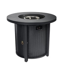 YOPTO 30inch Propane Round Fire Pit Table with 40000BTU and Stainless Steel Burner,Rattan Pattern Fireplace w/Piezo Electronic Lgniter & Rocks,Backyard Patio Garden Heater for Outdoor,Black