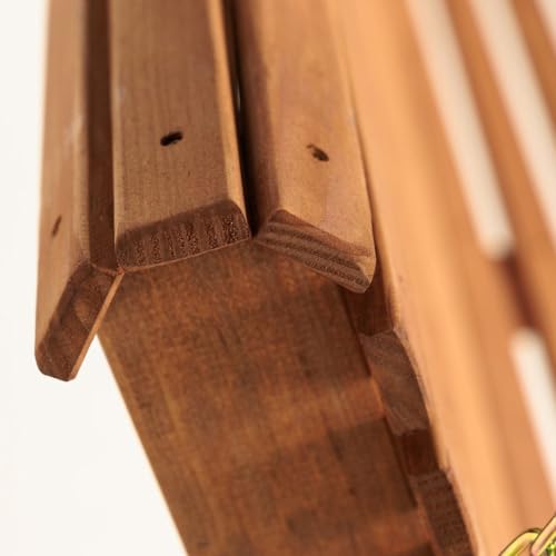 Amish Casual Heavy Duty 700 Lb Capacity Porch Swing with Cup Holders (4 Foot, Cedar Stain) – Wooden Outdoor Roll Back Swing with Hanging Ropes – Amish Made in the USA