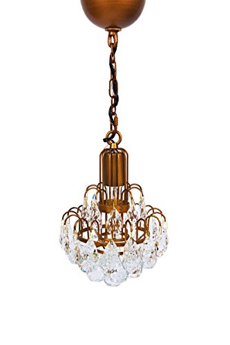Manor Luxe Bloom Contemporary Glass Crystal Pendant Chandelier with Edison Bulb, 9 x 8"