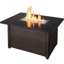 Endless Summer 44 x 32 Rectangular 40,000 BTU Liquid Propane Gas Outdoor Fire Pit Table w/White Fire Glass, Center Insert and Cover, Brown/Black