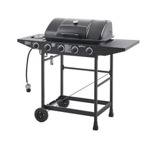 4 Burner Propane Gas Grill with Side Burner, 42000 BTU, Enamel-Coated Grates, Side Tables for Outdoor Cooking