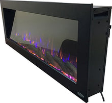 Touchstone Sideline Indoor/Outdoor Decorative Electric Fireplace -No Heat -GFI Plug for Outdoor Use -50" Wide -in Wall Recessed or Wall Mount -Realistic 3 Color Flame -Log & Crystal -Model 80017