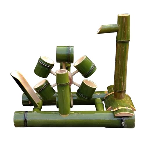 GenSDH Handmade Bamboo Water Fountain with Pump, Zen Feng Shui Flowing Water Feature, Outdoor Garden Fountain, Circulating Water Landscape Decor, for Pond, Stone Trough, Backyar,33.5in(85cm)