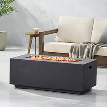 Christopher Knight Home Aidan Outdoor 40,000 BTU Rectangular Fire Pit (No Tank Holder) - Lightweight Concrete - Dark Gray
