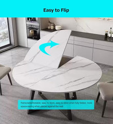 HAIXHX White Folding Round Table Top Extender, 47.2-94.5 in Large Round Foldable Table Top Only, Universal Circle Wooden Replace Table Top, No Legs, Home or Commercial Use(Diameter 78.7"/200cm)