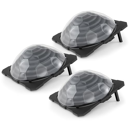 DORTALA Solar Pool Heater, Set of 3 Dome Swimming Pool Water Heater for Above Ground & Inground Pool with Black Heating Coil, Foldable Legs, Rotatable Hose Connector