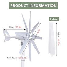 Fablestoryem Wind Turbine, 14000W DC 12V/24V/48V/110V/220V Wind Turbine Generator, with 8 Blades Wind Turbine Kit with Solar Wind Hybrid Controllerfor Homes Energy Supplementation,12V
