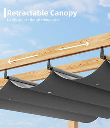 10' X 13' Outdoor Pergola with Retractable Canopy Aluminum Pergola Faux Wood Metal Pergolas Gazebo for Backyard, Deck, Patio, Garden Porch Beach Sun Shade Pavilion Grape Trellis Grill, Gray