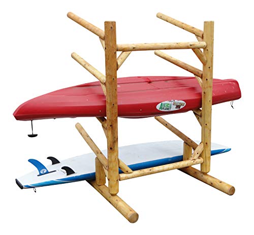 Log Kayak Rack 4 Place One Sided Kayak and SUP Rack Unfinished